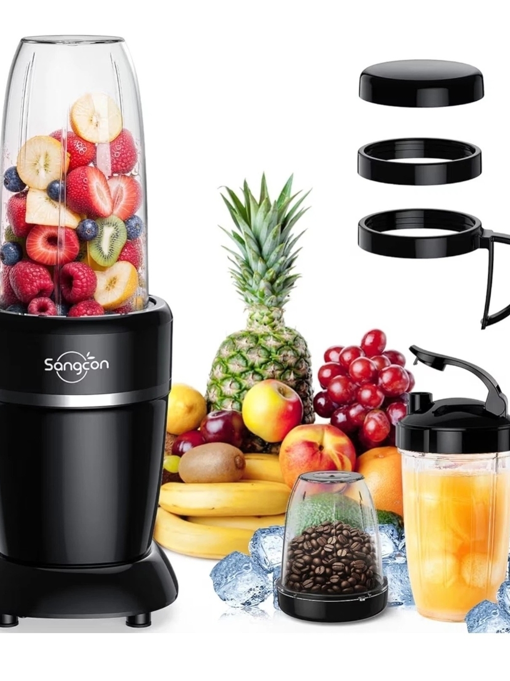 Black Personal Blender with Travel Lid - Black